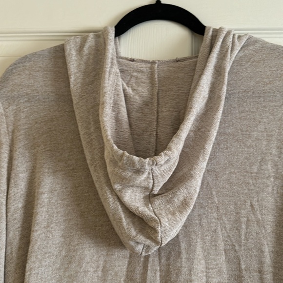 Lightweight Oatmeal Hooded Zip Up Cardigan Jacket - Picture 7 of 7